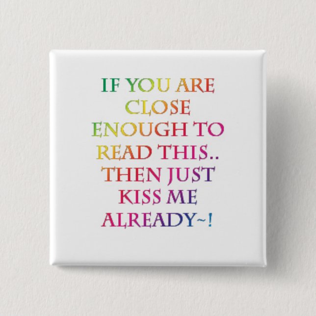 Macaron Carré 5 Cm Embrassez-moi ! Bouton (Devant)