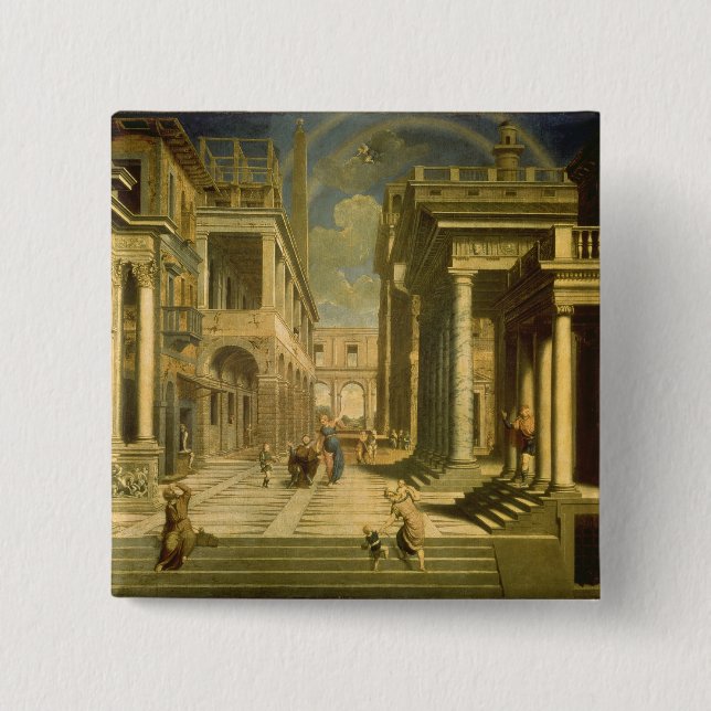 Macaron Carré 5 Cm Empereur Augustus et la sibylle, 1535 (Devant)