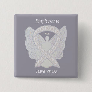Macaron Carré 5 Cm Emphysema Sensibilisation Angel Pearl Ribbon Custo