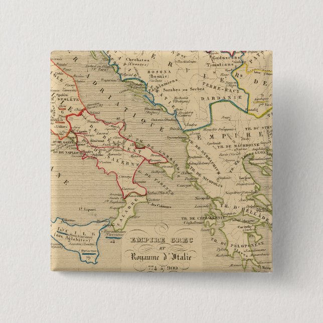 Macaron Carré 5 Cm Empire Grec et Royaume d'Italie 774 a 900 (Devant)