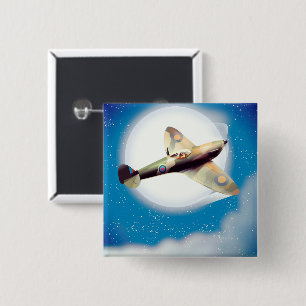 Macaron Carré 5 Cm Empreinte de l'affiche de voyage de l'avion Spfire