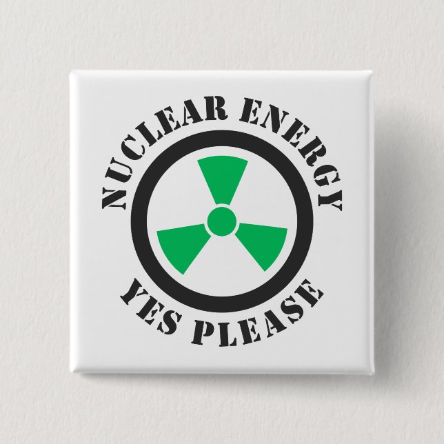 Macaron Carré 5 Cm Énergie nucléaire, oui, s'il vous plaît, énergie n (Devant)