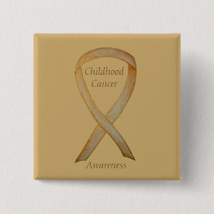 Macaron Carré 5 Cm Enfance Cancer Angel Gold Sensibilisation Pins à r