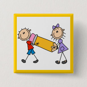 Macaron Carré 5 Cm Enfants de bâton avec le crayon