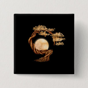 Macaron Carré 5 Cm Enso Zen Cercle Bonsai Arbre