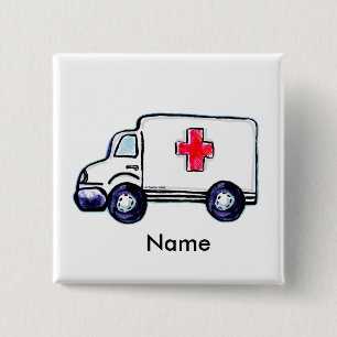 Macaron Carré 5 Cm Épingle carrée ambulance