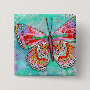 Macaron Carré 5 Cm Épingle papillon menthe cerise