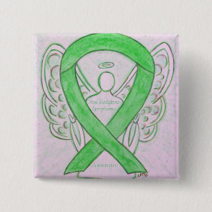 Macaron Carré 5 Cm Épingles de ruban vert non-Hodgkins Lymphoma Angel