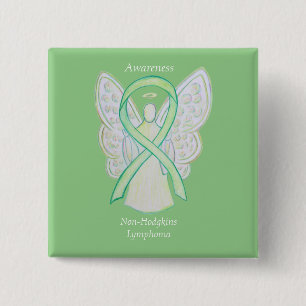 Macaron Carré 5 Cm Épingles de ruban vert non-Hodgkins Lymphoma Angel