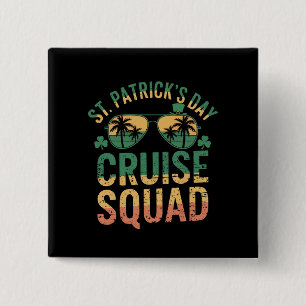 Macaron Carré 5 Cm Équipe de croisière de la Saint-Patrick drôle fami