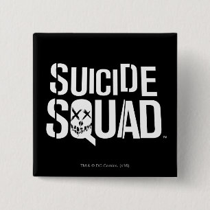 Macaron Carré 5 Cm Équipe de suicide   Logo blanc