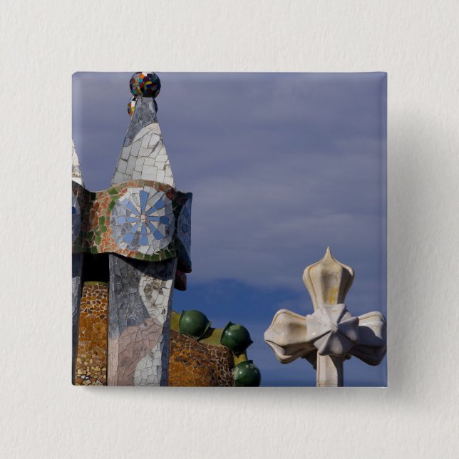 Macaron Carré 5 Cm Espagne, Catalogne, Barcelone. Casa Batllo (1906). (Devant)