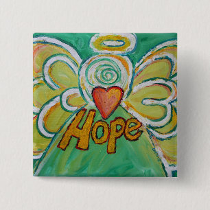 Macaron Carré 5 Cm Espoir Angel Word Art Pendentif Boutons