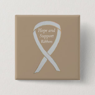 Macaron Carré 5 Cm Espoir et soutien White Ribbon Pin