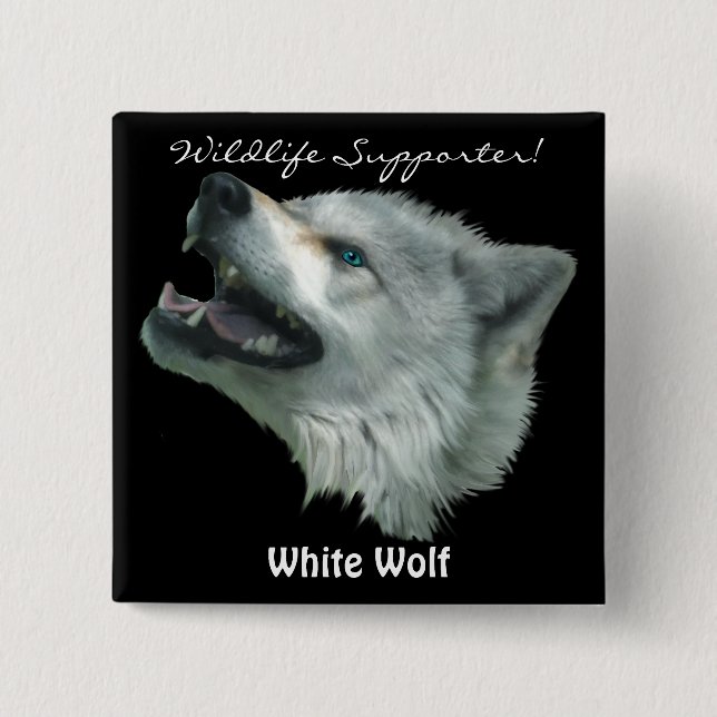 Macaron Carré 5 Cm ESPRIT WOLF Loup gris animal sauvage (Devant)