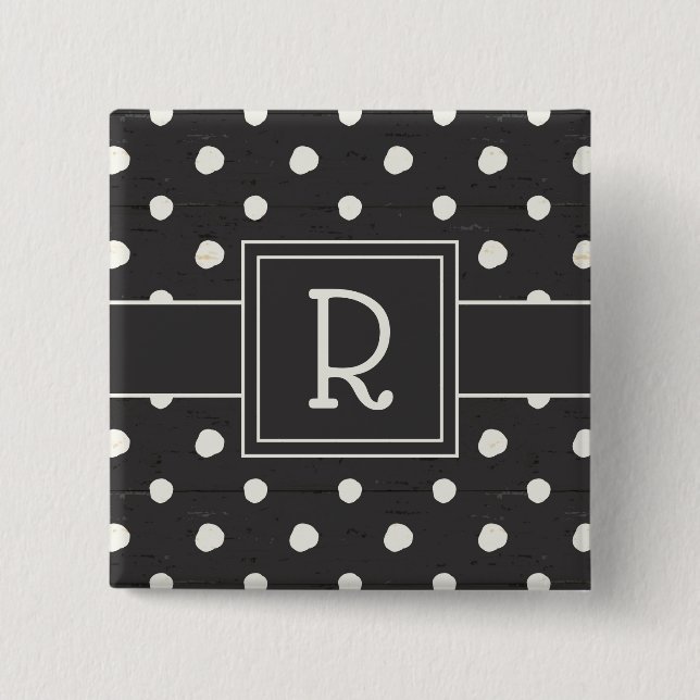 Macaron Carré 5 Cm Étape simple une de signes du monogramme | (Devant)