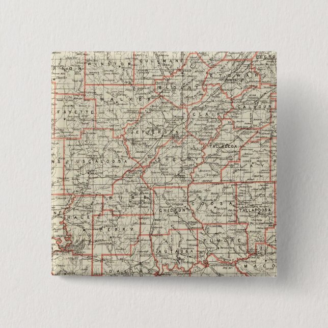 Macaron Carré 5 Cm État de l'Alabama (Devant)