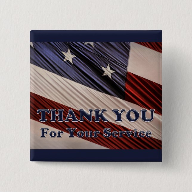 Macaron Carré 5 Cm États-Unis Anciens combattants patriotique drapeau (Devant)