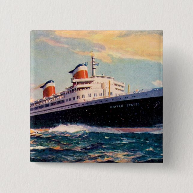 Macaron Carré 5 Cm États-Unis en mer (Devant)