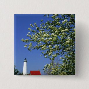 Macaron Carré 5 Cm États-Unis, Michigan, East Tawas. Phare de Tawas a