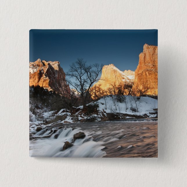 Macaron Carré 5 Cm États-Unis, Utah, Zion National Park. Sunrise des  (Devant)