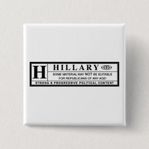 Macaron Carré 5 Cm Étiquette d'avertissement Hillary Clinton