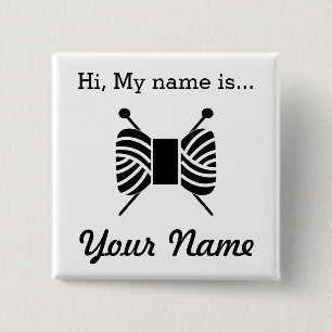 Macaron Carré 5 Cm Étiquette de nom de partie de métier de tricot