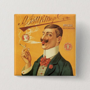 Macaron Carré 5 Cm Étiquette de produit vintage, tabac à cigarette ru