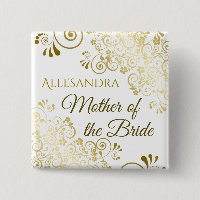 Etiquette Gold Filigree Mère de la mariée Mariage 