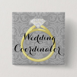 Macaron Carré 5 Cm Étiquette nuptiale de nom de noce de coordonnateur