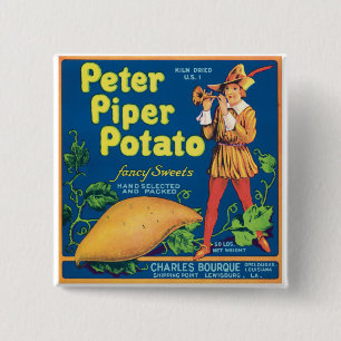 Macaron Carré 5 Cm Étiquette vintage de produit alimentaire de patat