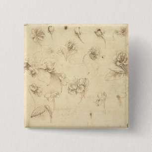 Macaron Carré 5 Cm Étude des fleurs de Herbe-comme des plantes (Briza