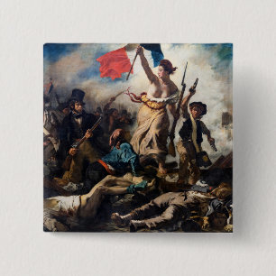 Macaron Carré 5 Cm Eugene Delacroix - Liberté À La Tête Du Peuple