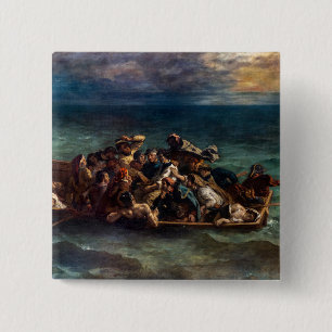 Macaron Carré 5 Cm Eugene Delacroix - The Shipwreck of Don Juan