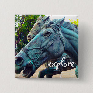 Macaron Carré 5 Cm Explorez le script Chevaux Turquoise Statue antiqu