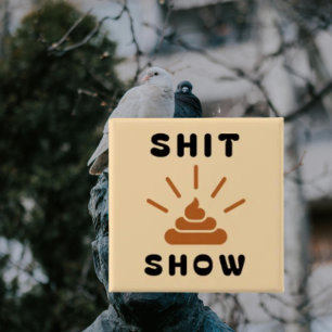 Macaron Carré 5 Cm Express Hot Mess   Bouton Drôle Chaos