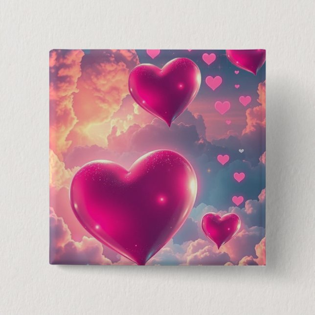 Macaron Carré 5 Cm Fabian LOVE LOVE LOVE Button  (Devant)