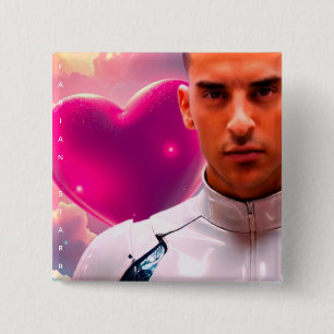 Macaron Carré 5 Cm Fabian Starr Digital Love Fan Bouton