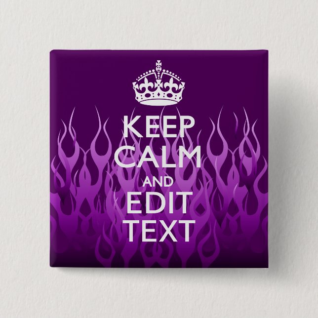 Macaron Carré 5 Cm Faites garder votre texte le calme sur le pourpre (Devant)