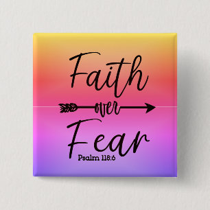 Macaron Carré 5 Cm Faith over Fear button pin