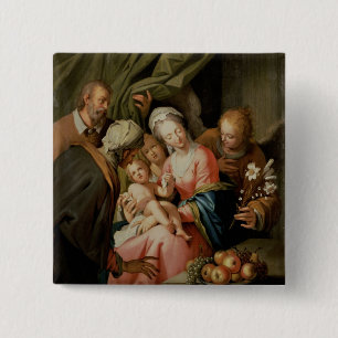 Macaron Carré 5 Cm Famille sainte avec St Anne