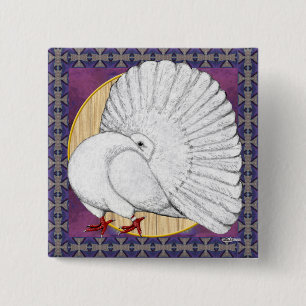 Macaron Carré 5 Cm Fantail Pigeon Blanc avec Arrière - plan