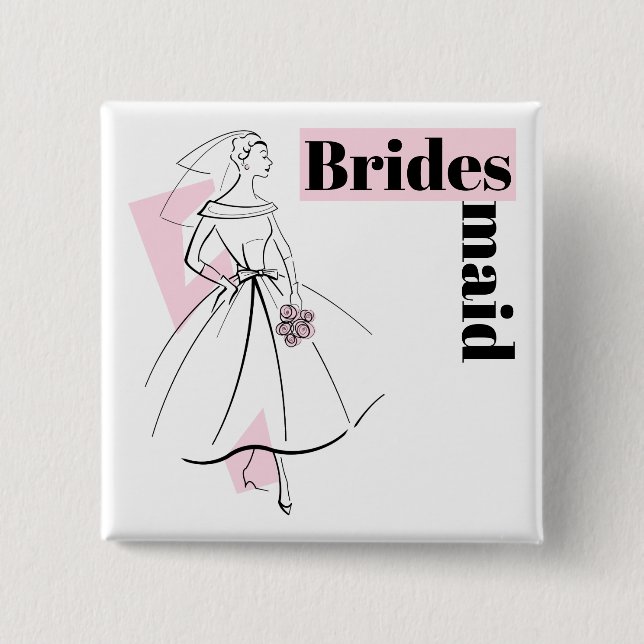 Macaron Carré 5 Cm Fashion Bride Pink Bridesmaid bouton carré (Devant)
