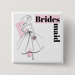 Macaron Carré 5 Cm Fashion Bride Pink Bridesmaid bouton carré