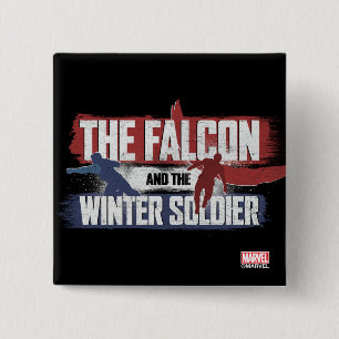 Macaron Carré 5 Cm Faucon et soldat d'hiver Graphisme rouge et bleu