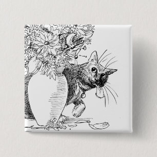 Macaron Carré 5 Cm Fauteur de troubles - bouton malfaisant de chat