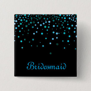 Macaron Carré 5 Cm Faux Blue Confetti Élégante Éclairage Bridesmaid