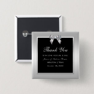 Macaron Carré 5 Cm Favour de mariage élégant en argent et noir avec u