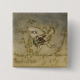Macaron Carré 5 Cm Fée d'Arthur Rackham  , illustration 'd'un Midsu