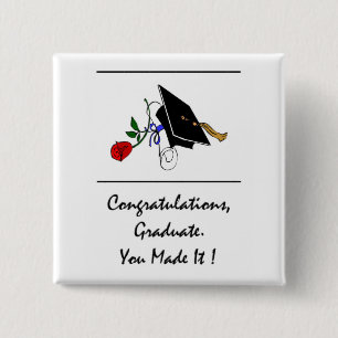 Macaron Carré 5 Cm félicitations diplômé scroll et rose